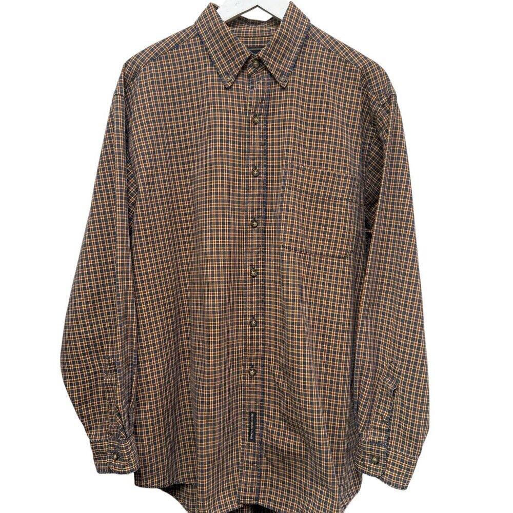 Abercrombie & Fitch Mens Shirt Medium Blue Plaid Long Sleeve VTG Preppy Y2K